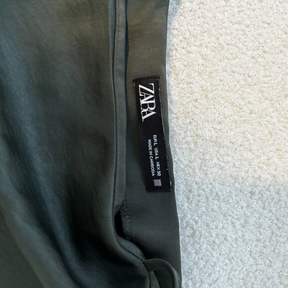 Zara Olive Midi Satin Dress - Picture 6 of 7